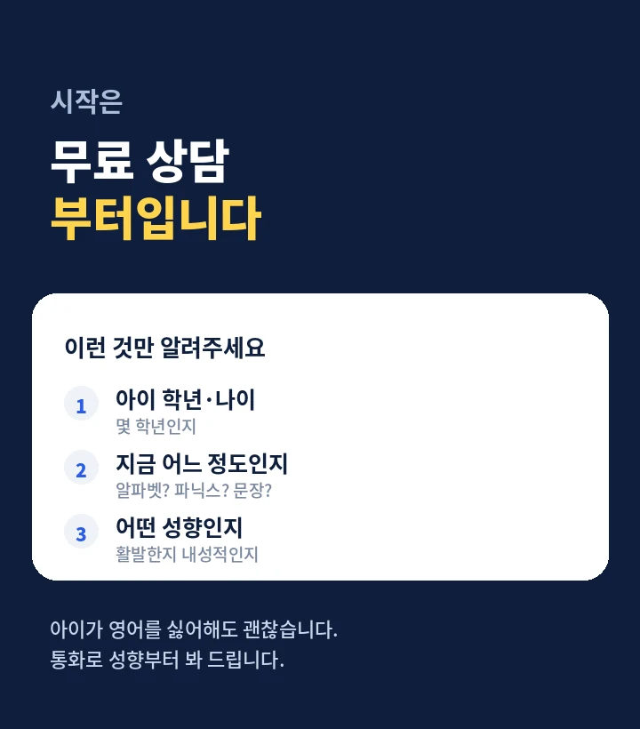 팔용동 초등학생영어회화 - 무료 시범수업 신청 방법